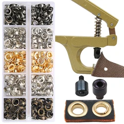 5/8mm Brass Eyelets with Multifunctional Pliers Kit Leather Grommet Round Eye Rings for Shoes Bag Belt Scrapbooking