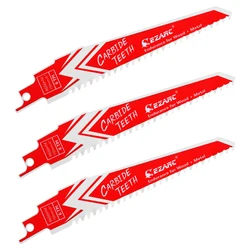 EZARC 3Pcs Carbide Reciprocating Saw Blade Endurance for Hard Wood and Metal Demolition R656HM&R956HM 150mm(6'') 225mm(9'') 6TPI