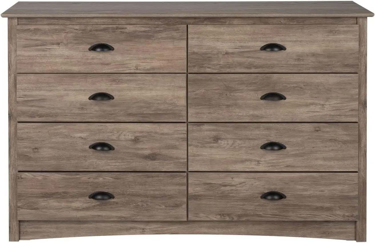 

Spring 8 Drawer Double Dresser for Bedroom, 15.75" D x 59" W x 36.25" H, Drifted Gray