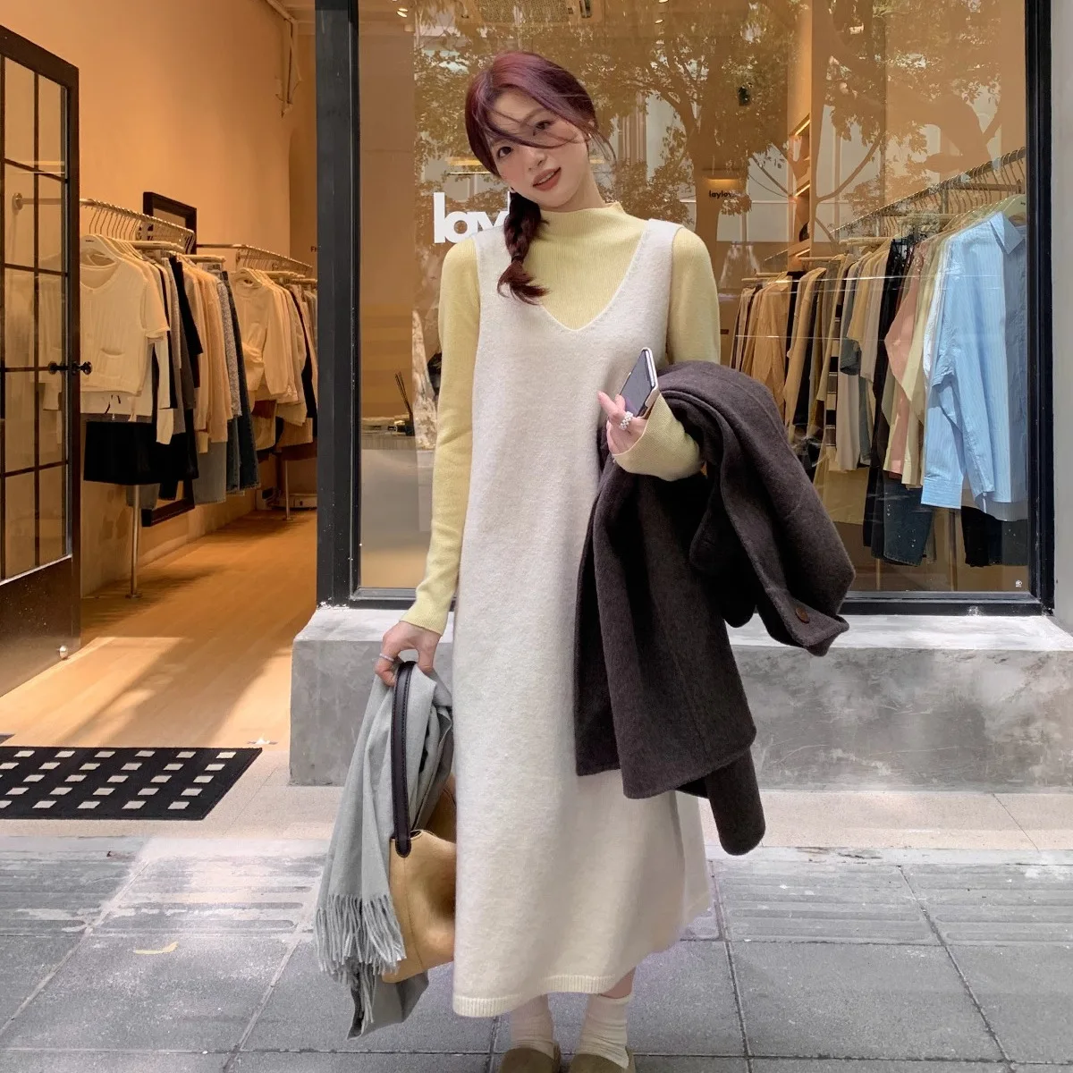 

Knitted Sleeveless Dresses Elegant Womens Summer-Fall Crochet Light Knitwears Ethereal Striped Fashion High-Waisted Highstreet