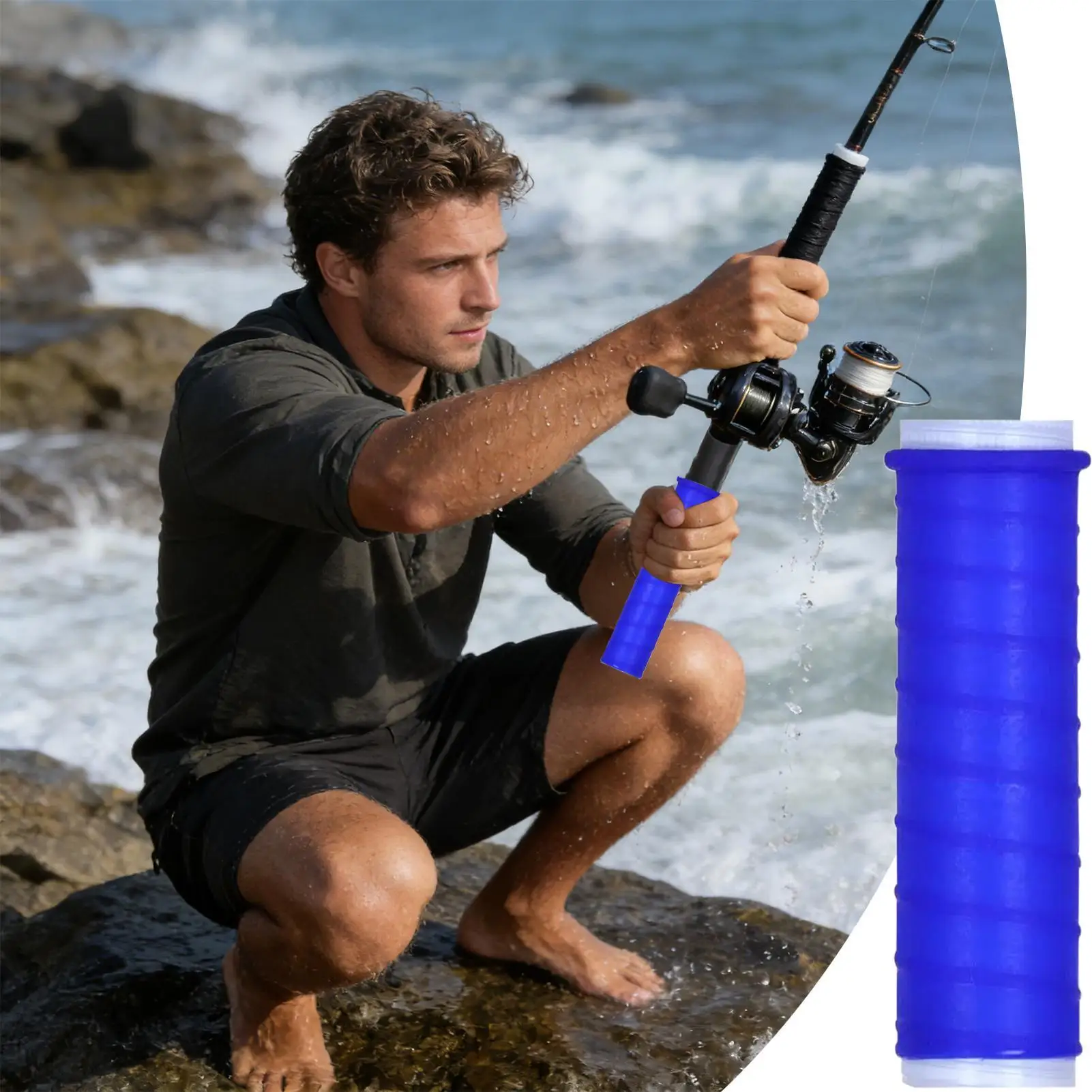 

Fishing Rod Silicone Grip Non-Slip Thickened Silicone Fishing Rod Handle Cover For 0.55-1.57 Inch Fishing Accessories