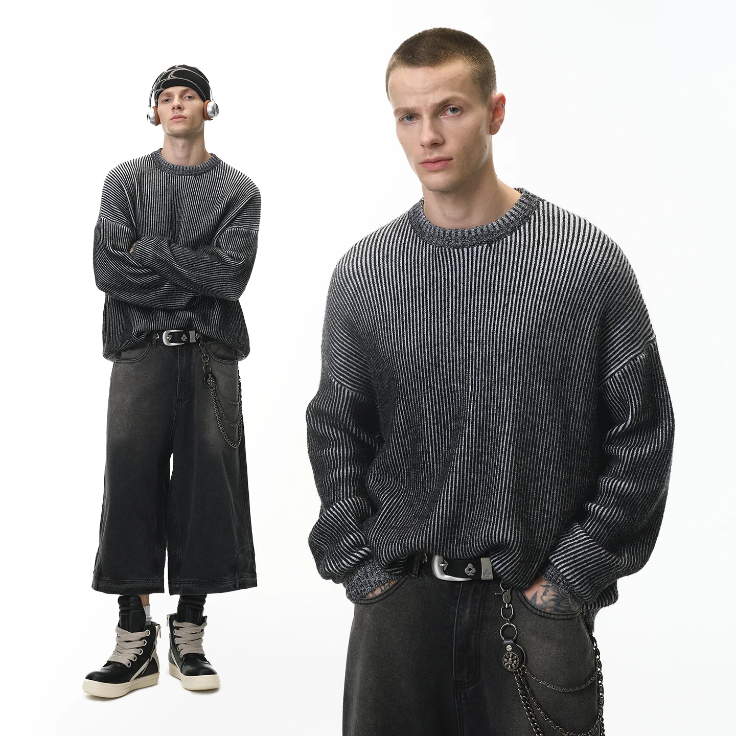INFLAZIONE Maglione Colorblock da uomo Autunno 2025 New Cleanfit Loose Streetwear Girocollo Pullover in maglia Top casual