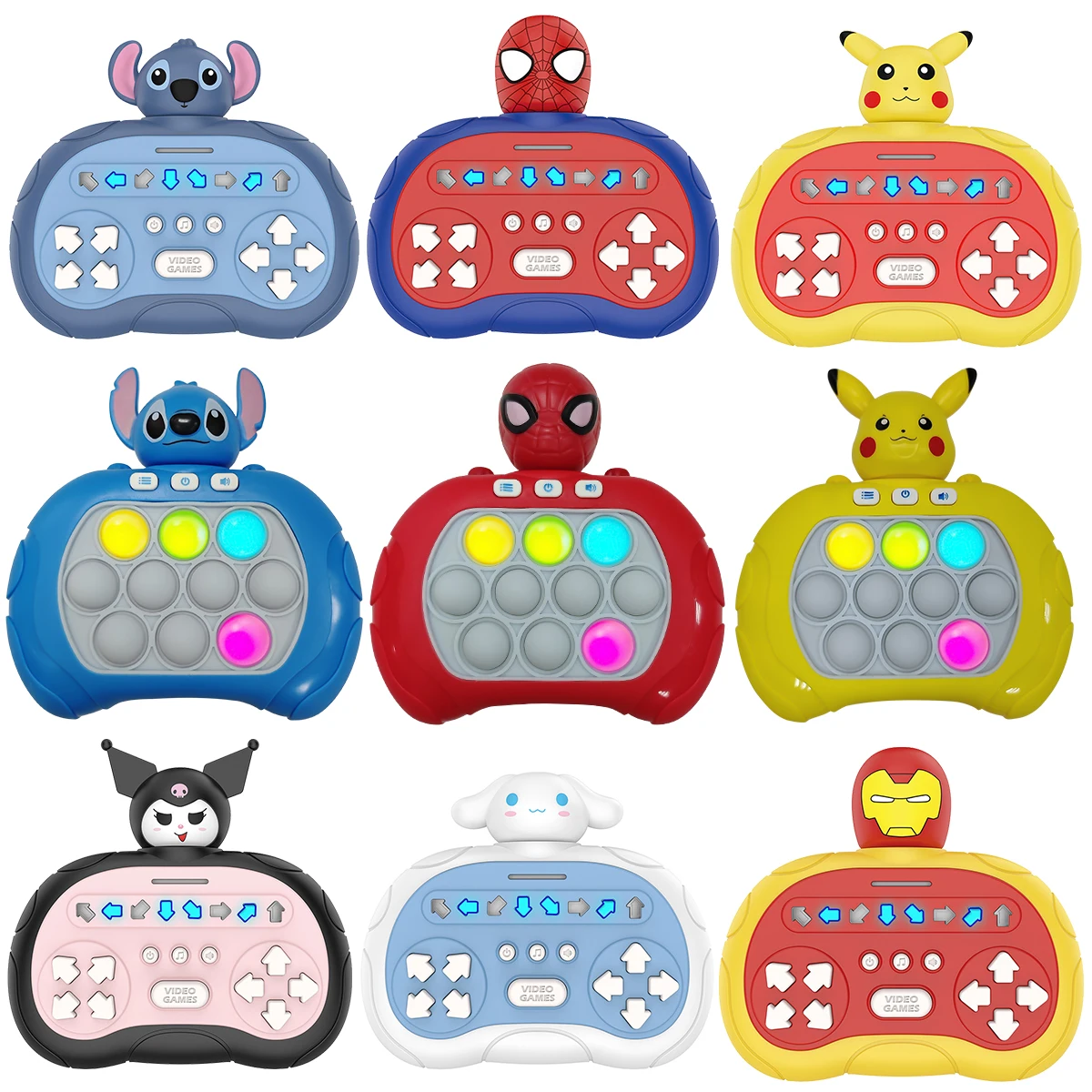 Pikachu juego de empuje rápido Pop up Fidget Bubble electrónico Pop up juego profesional ligero para aliviar el estrés juguete barato para niños