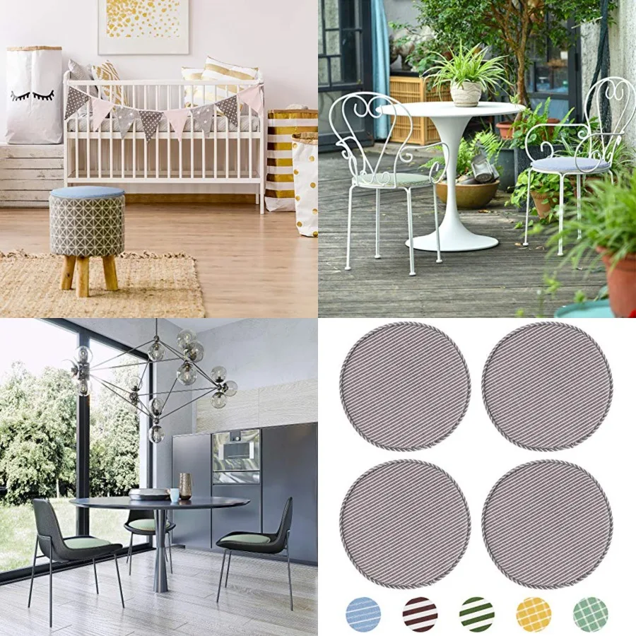 

Round Bar Stool Cushions for Kitchen Dining Seat Pads with Ties 4 Pack Non Slip Cushions Pad for High Stool Chairs Bistro Bar S