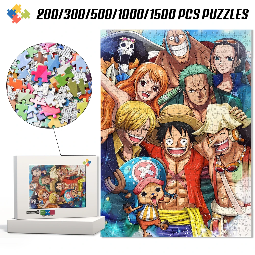 Luffy Anime One Piece Jigsaw Puzzles Multi-Size 200/300/500/1000/1500 Pcs Wooden/cardboard Jigsaw Puzzles Diy Educational Toys