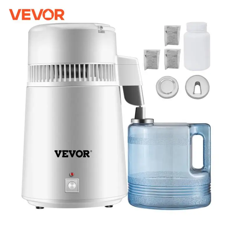 Vevor 4l destilador de água purificador filtro dispensador aquecimento garrafa potável amaciante 304 aço inoxidável eletrodomésticos para escritório