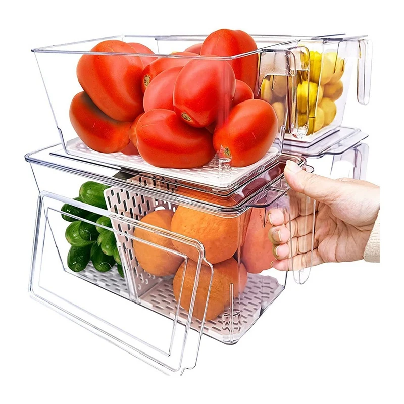 Small Sized Refrigerator Organizer Bins Large Sized Refrigerator Organizer Bins With Handles 4 Pack