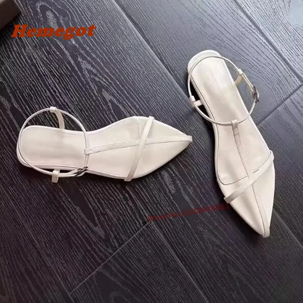 Silver T-Strap Ankle Strap Sandals Kitten Heels Buckle Slingback Women\'s Sandals Newest Summer 2024 Pointed Luxury Party Shoes