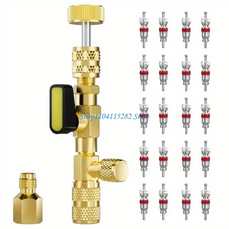 Advanced Precise HVAC Refrigeration Valves Cores Extractor Tool Vacuum Port Included R410A System Compatibility 20Pieces