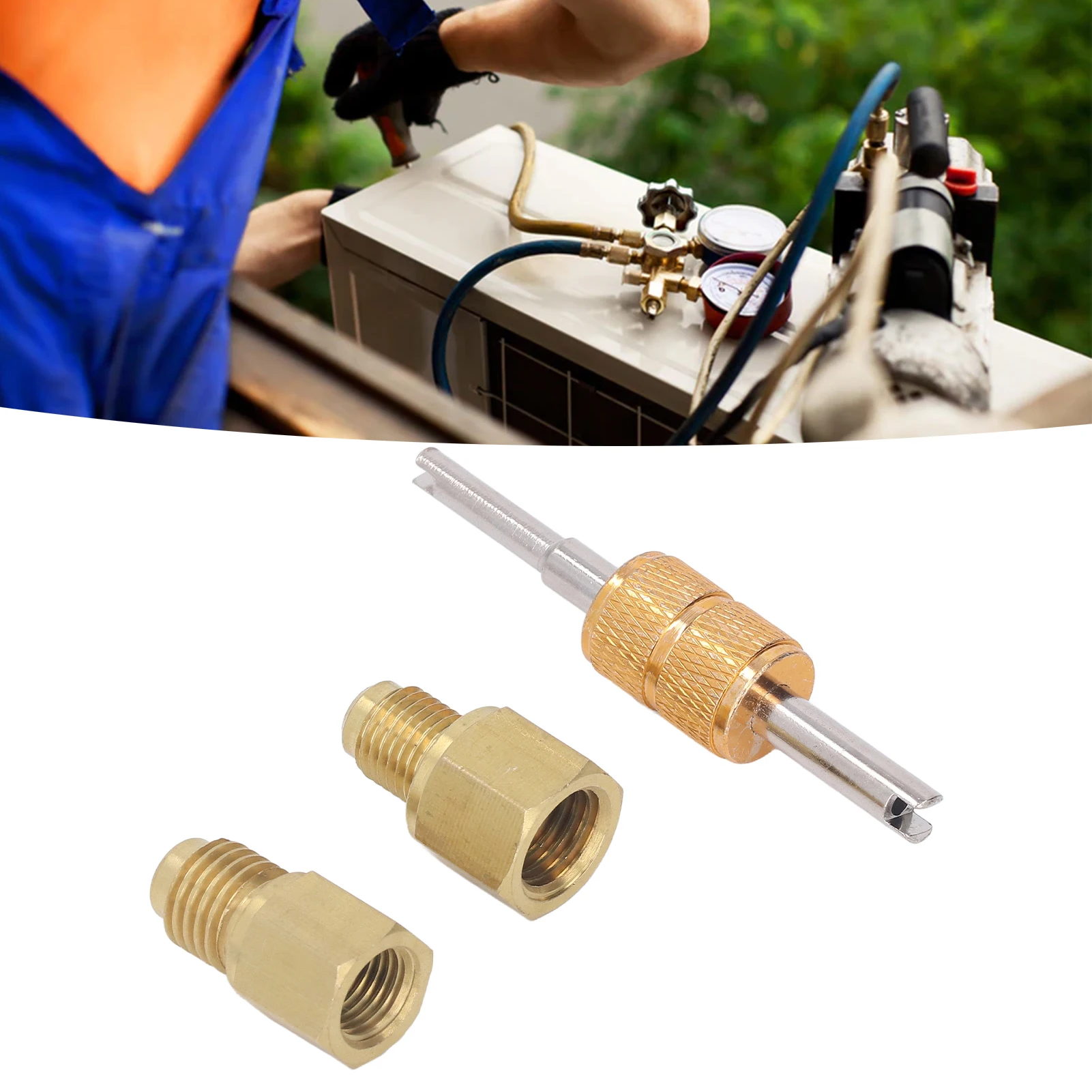 

ZK20 Медный адаптер для резервуара хладагента 1/2 ACME на 1/4 SAE 1/4 SAE на 1/2 ACME Фитинги для адаптера бака хладагента