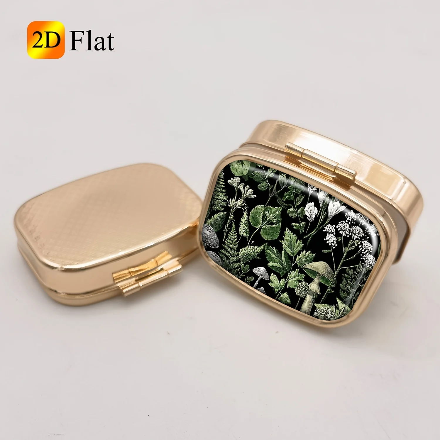 2D Flat Plant-Shaped Mushroom Travel Storage Box, Portable Pill Box, Can Store Medicines, Vitamins, Earrings, Beads, and Daily Essentials