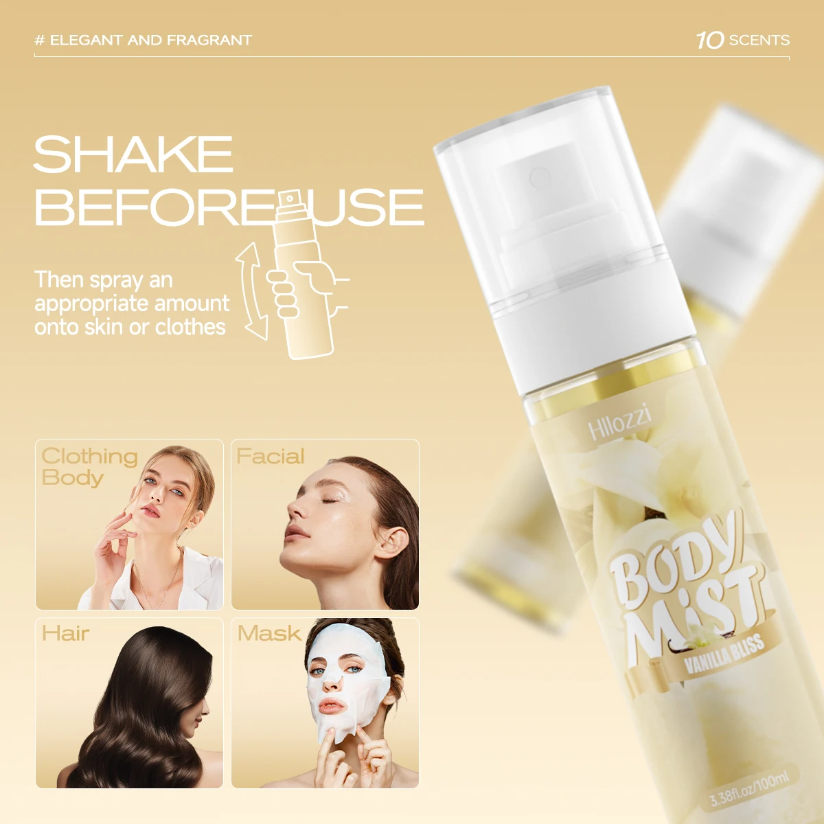 3.38fl.oz Vanilla Body Fragrance Spray Hydrating Moisturizing Facial Hydrating Spray Ideal Valentine\'s Day Gift