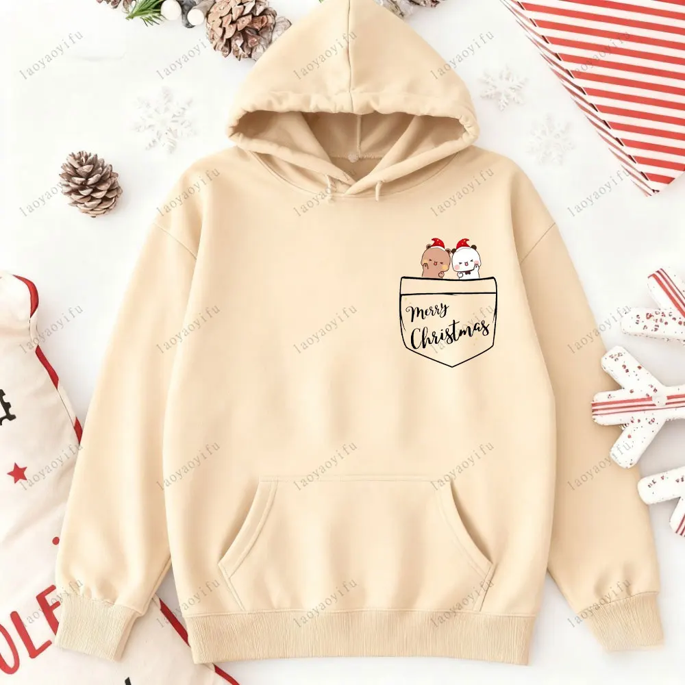 Ano novo presente de natal bubu dudu papai noel das mulheres dos homens hoodie kawaii bubu dudu casais moletom harajuku solto manga longa