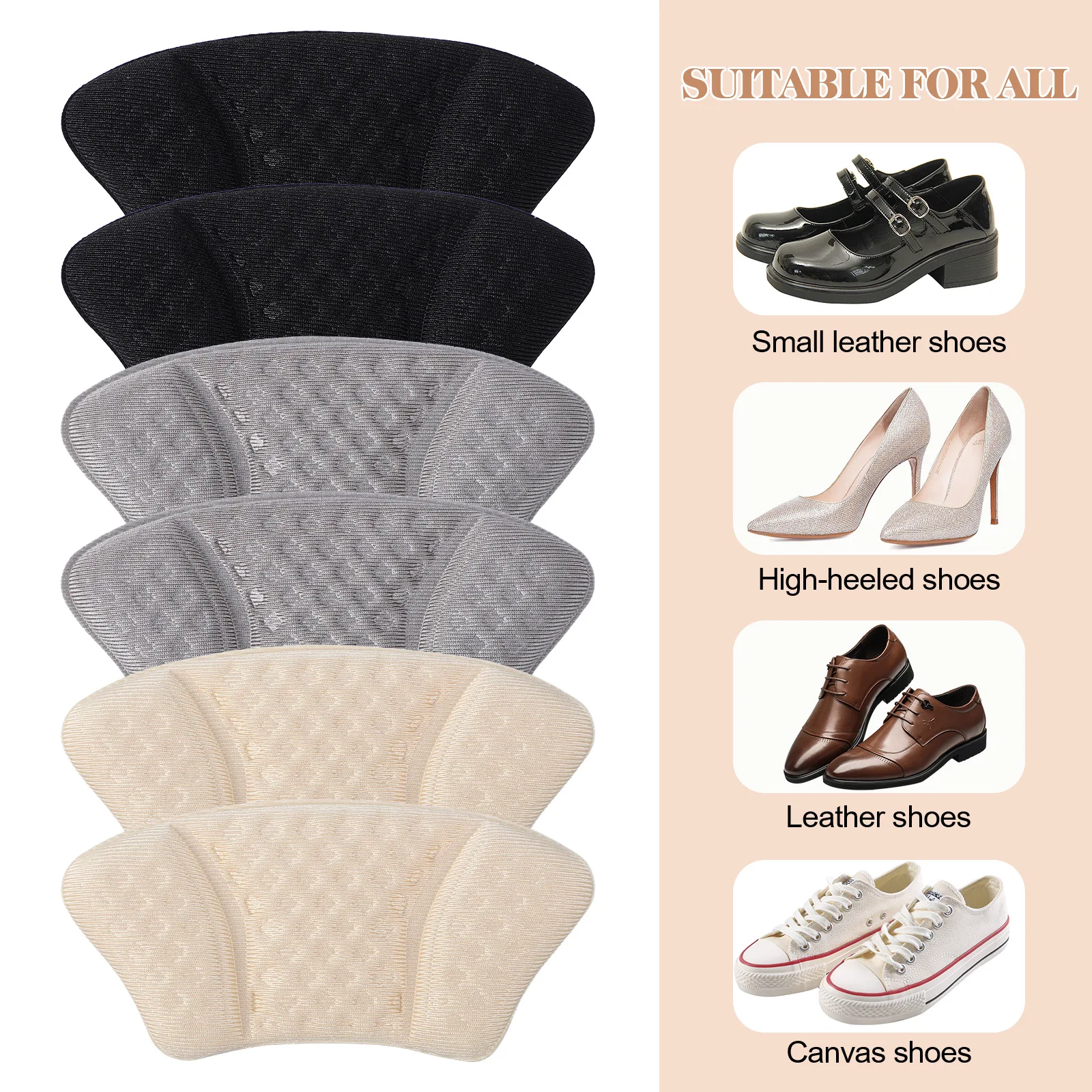 

Grips Heel Pads For Women Shoe Back Cushion Blister Prevention Anti Slip Shoe Heel Protectors Inserts Sturdy Sponge