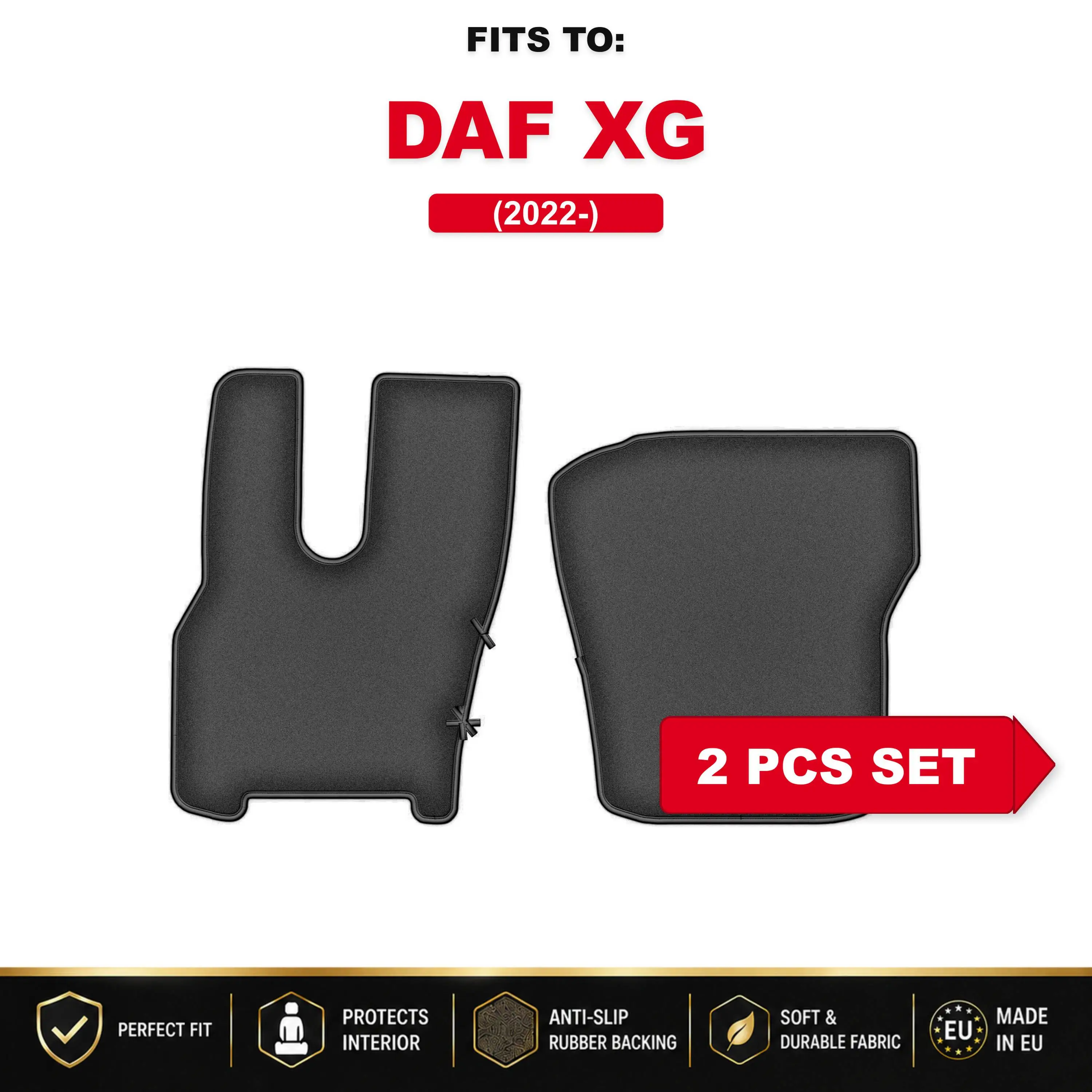 Premium velours autovloermatten, 2 stuks Voor: DAF XG 2022 - bijpassende automattenset