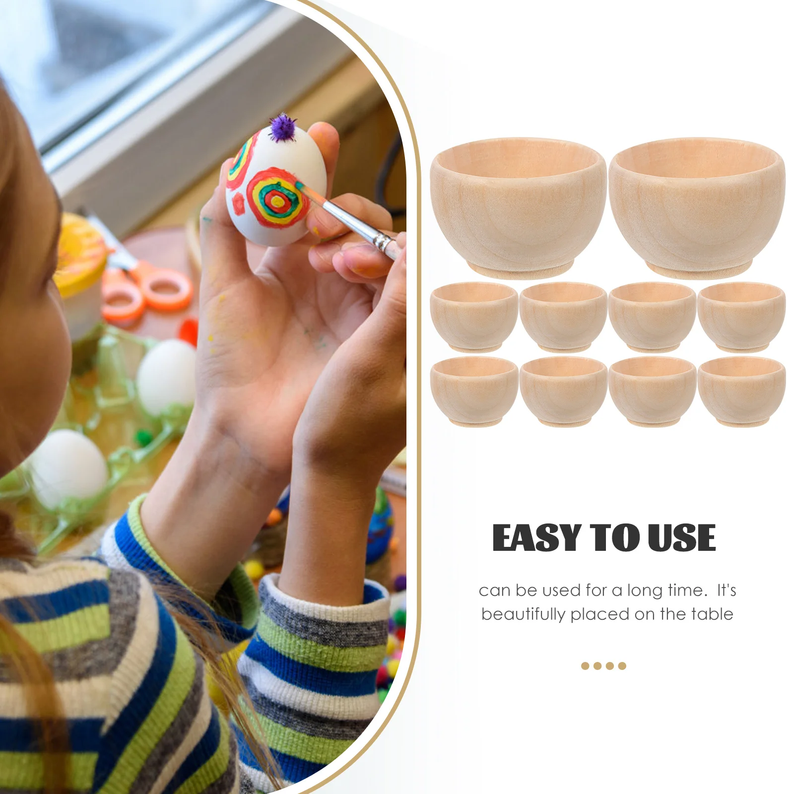 10 Pcs Small Bowls Unpainted Miniature DIY Supplies Wooden Craft Toys Condiment