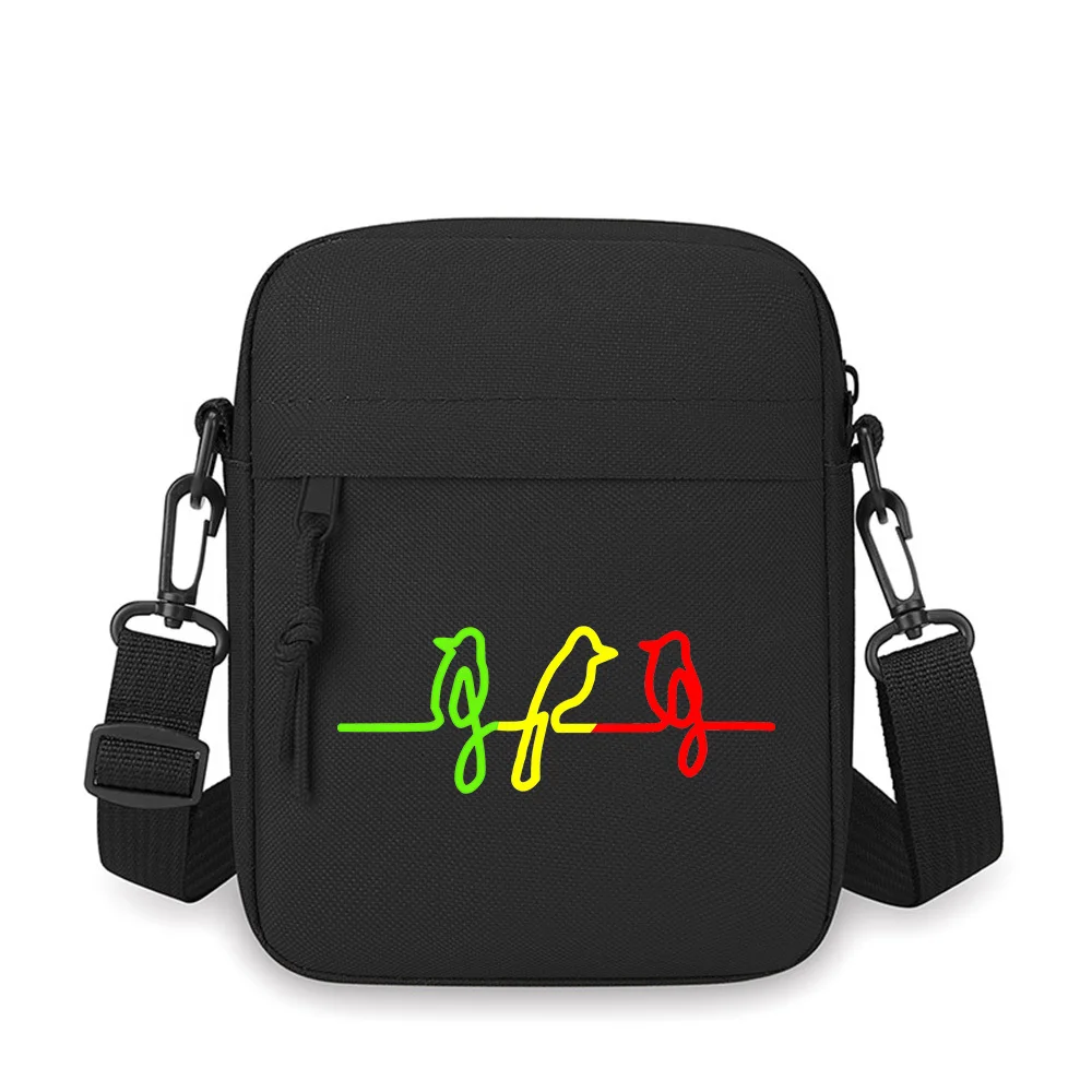 Birds simple line art perching Men Crossbody Bag Single Shoulder Women Cartoon Anime Film Printing Design Unisex