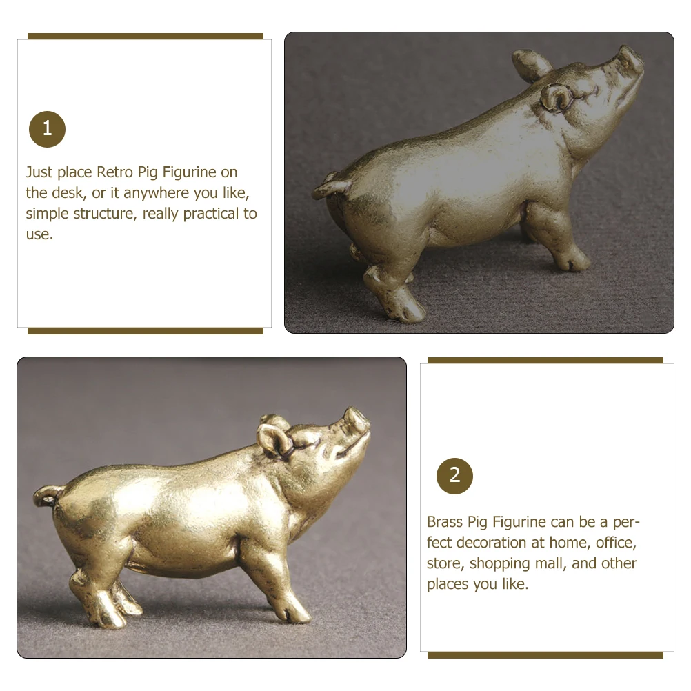 

Brass Zodiac Ornaments Chinese Pig Figurine Collectibles Piggy Figurines Small Realistic Miniture Figurene