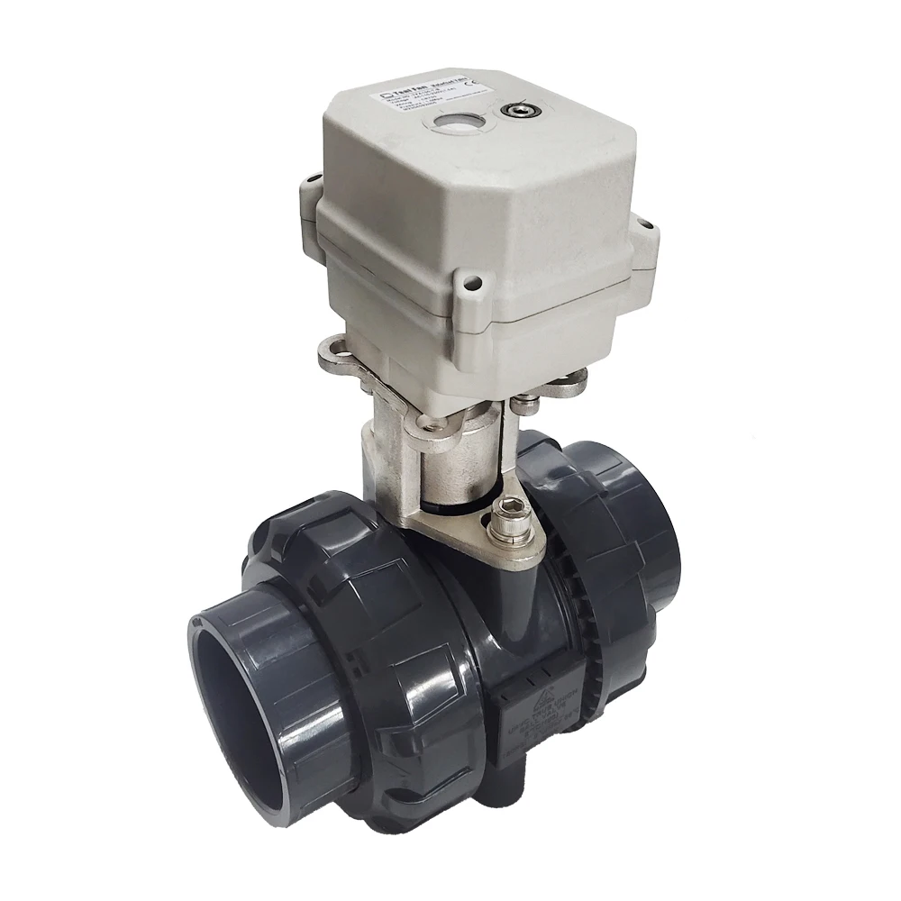 Imagem -04 - Válvula de Água Elétrica Dn50 Tsaifan Vias Upvc Extremidade de União Verdadeira Válvula de Motor Elétrico de Polegadas 15nm Certificação ce para Fornecimento de Água do Tanque