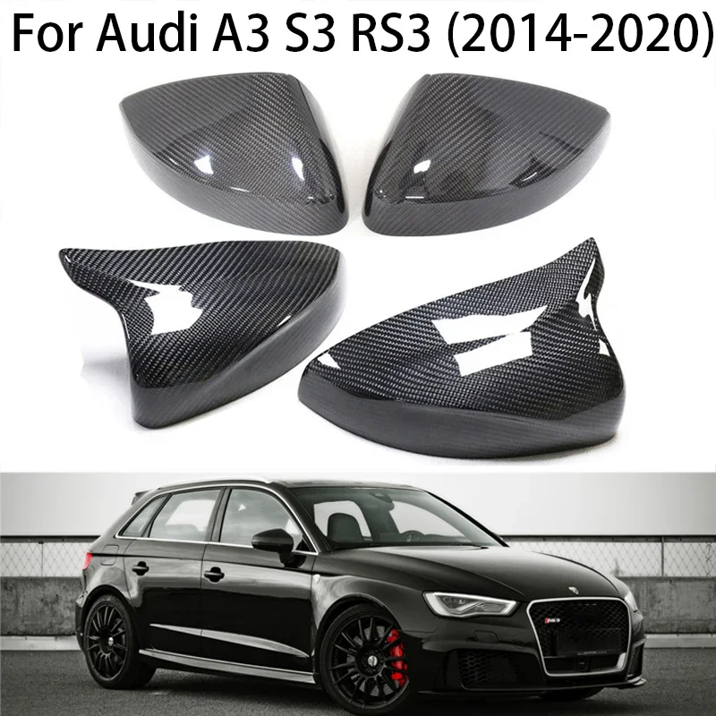 

Real Carbon Fiber Car Side Rearview Mirror Covers Cap For Audi A3 RS3 S3 2014-2021 Replacement Horns Style