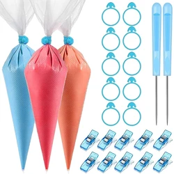 H55A 122 PCS Tipless Piping Bags Disposable Cake Pastry Bag for Royal Icing Cookies  Decorating  Tool with Clips Awls