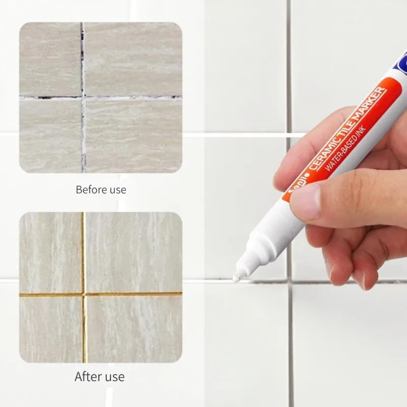 1pc Waterproof Tile Gap Repair Pen White Wall Gap Tile Refill Grout Pen For Mouldproof Filling Porcelain Bathroom Paint Cleaner