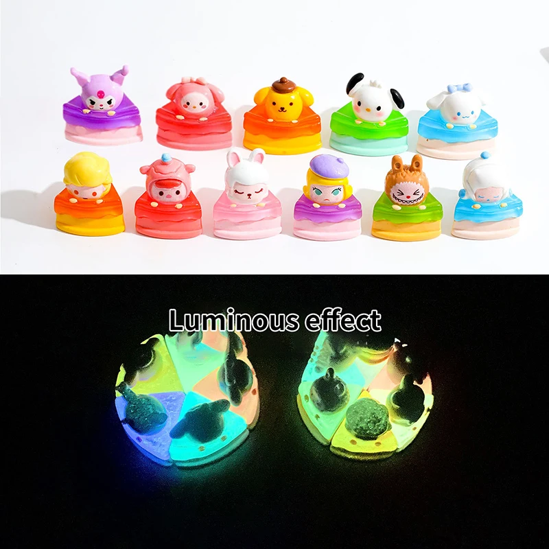 Noctilucent Anime Sanrio Bubble Mart Cake Ornaments Creative Resin Crafts Home Decoration Ornament  Accessories