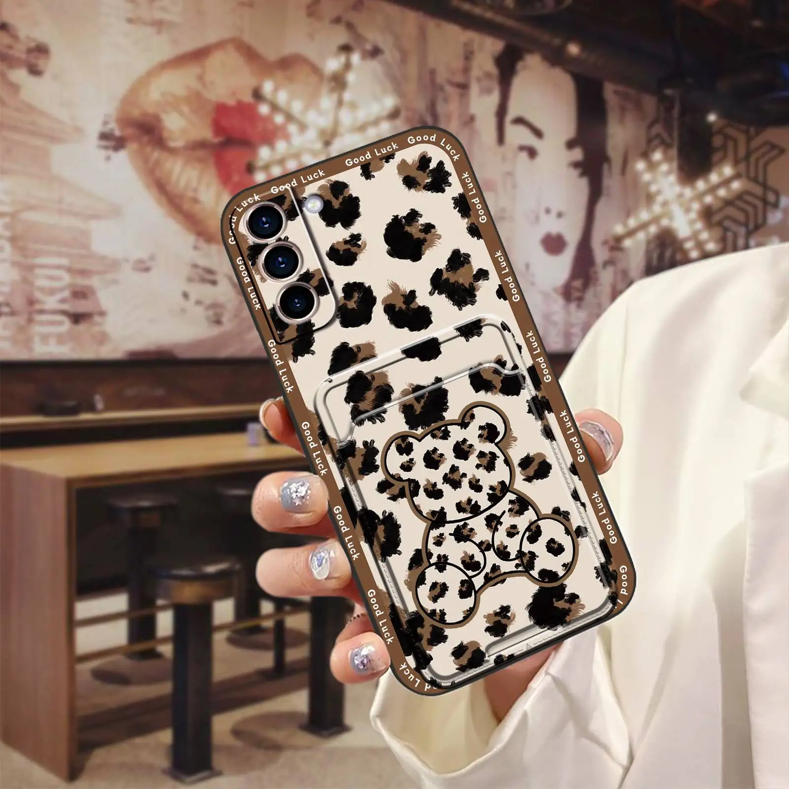 

Грязеотталкивающий чехол для телефона с отделением для карт для Samsung Galaxy S22 Plus Противопыльный противоударный Прочный мультяшный граффити