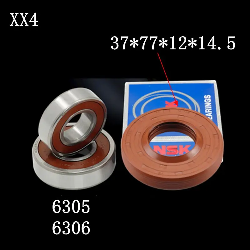 for Panasonic drum washing machine Water seal（37*77*12*14.5）+bearings 2 PCs（6305 6306）Oil seal Sealing ring parts