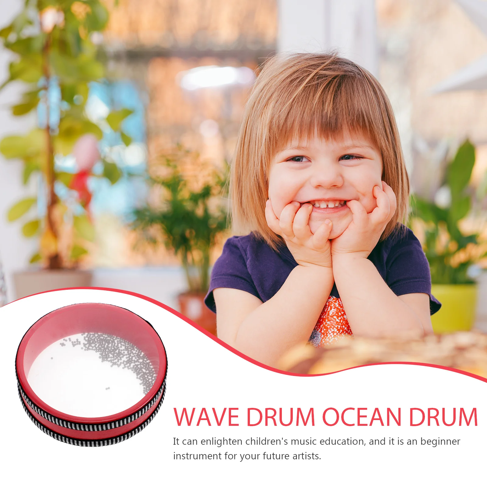 

Creative Ocean Wave Bead Drum Gentle Sea Sound Percussion Instrument For Double-Sided Transparent Wooden Hand Drum Light