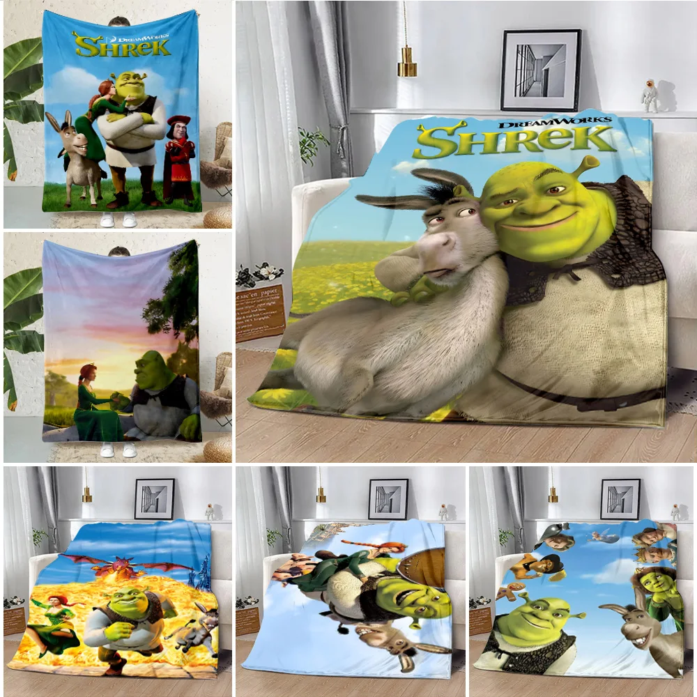 Cartoon S-ShrekS Printed Blanket Picnic Blankets Warm Blanket Soft and Comfortable Blanket Home Travel Birthday Gift