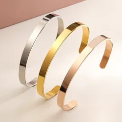 New Classic Simple Men's Open Adjustable Gloss 4MM Stainless Steel Bracelet