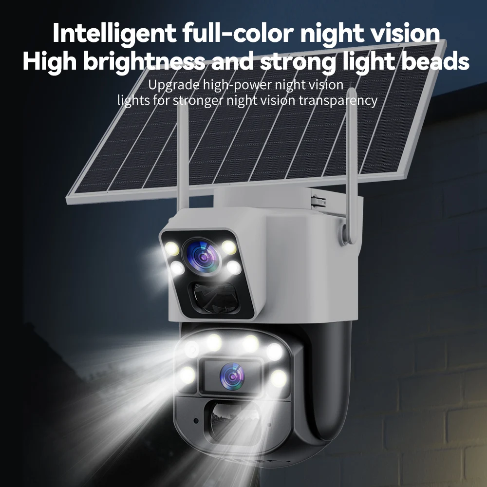 8MP AOV 4G LTE Solar Camera Dual Lens Solar Powered Security Camera Surveillance Motion Detection Night Vision 24 Hours Online