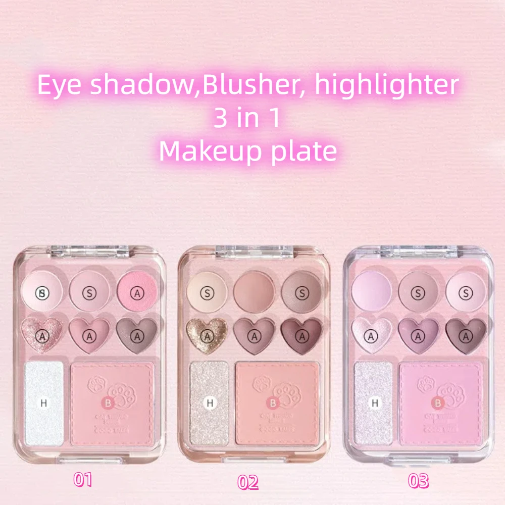 Gogotales Love Eye Shadow Plate Purple Peach Blush Cheek Tint Shimmer Eyeshadow لانگ لاسٹنگ ہائی لائٹر گرل میک اپ پیلیٹ