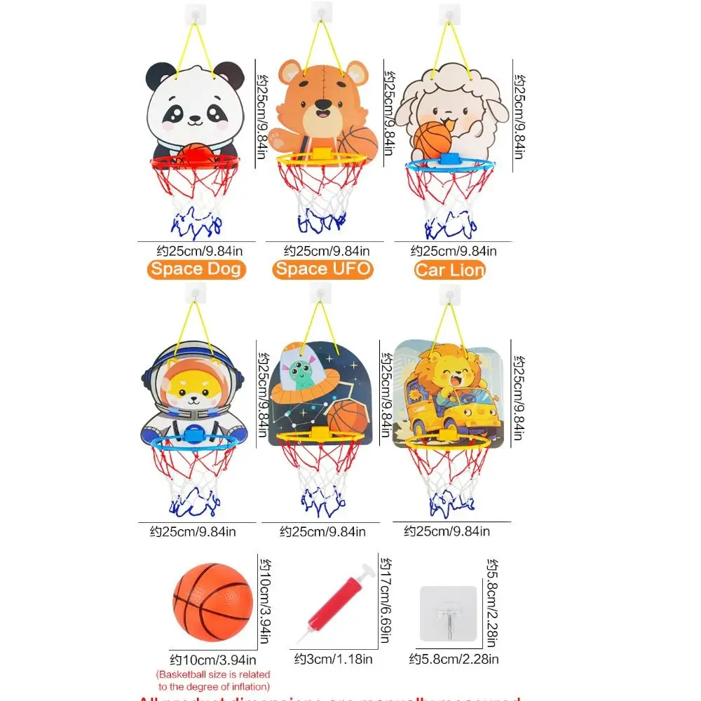 Kit de aro de baloncesto de dibujos animados para padres e hijos, plástico, 10 estilos, soporte de baloncesto de animales, juego de regalo, juguetes deportivos