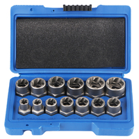 Car Tool Kit Hand Tools 6.35mm-19mm Damaged Screw Extractor 14pcs Bolt Nut Remover Socket Set Cr-Mo Steel
