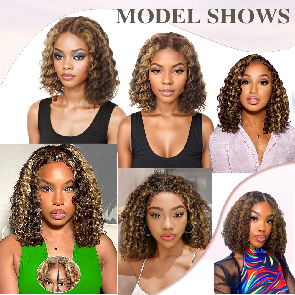 13x4 Lace Front Bob Wigs 4/27 Honey Blonde Deep Wave Short Bob Wig Bob Wig Human Hair Bob Lace Front Wigs Human Hair