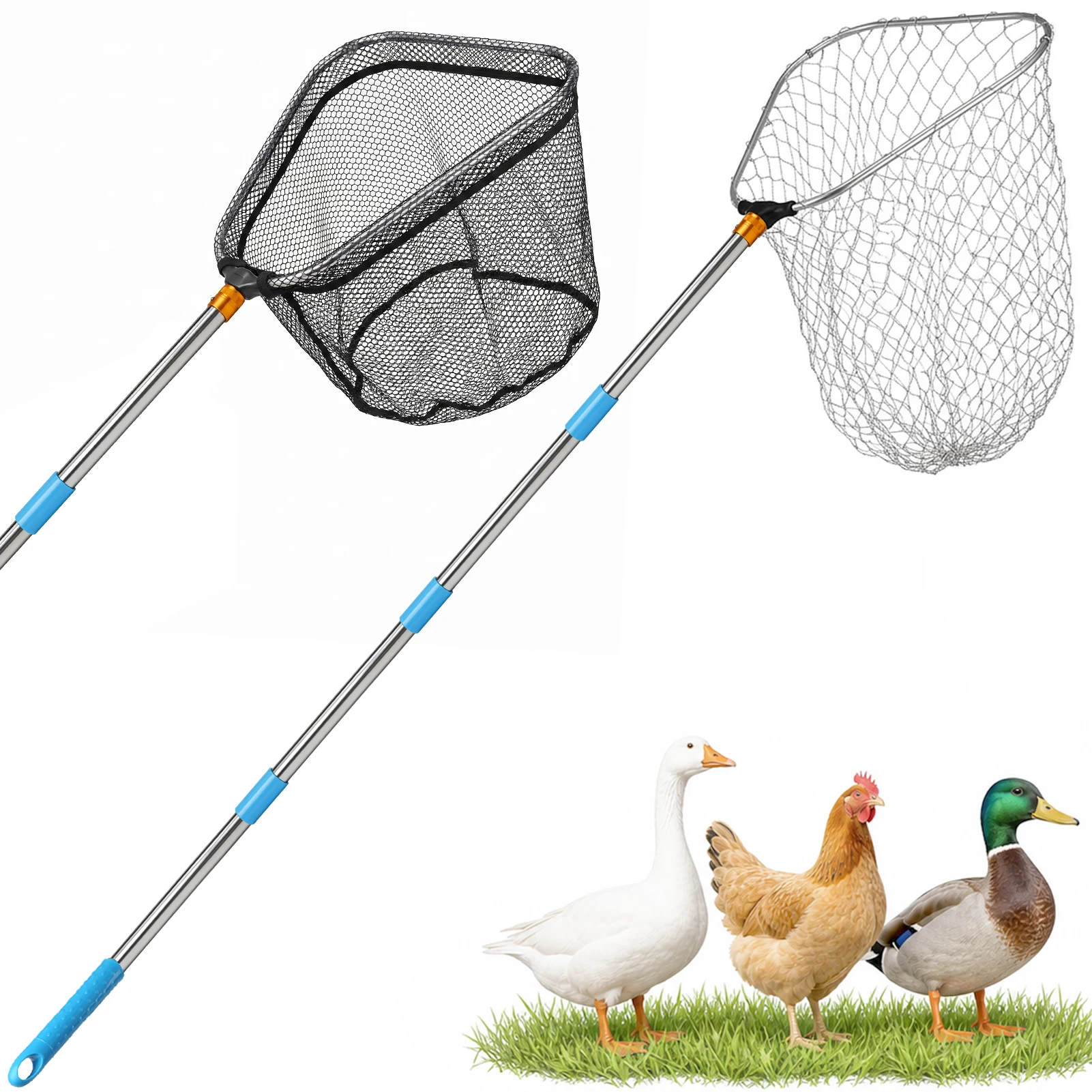 Hühnerfangnetz, 2 Stück, verstellbares Hühnernetz zum Fangen von Tieren im Freien, Hühner, Enten, Fischernetz, Gänse, Vögel – Detail 1