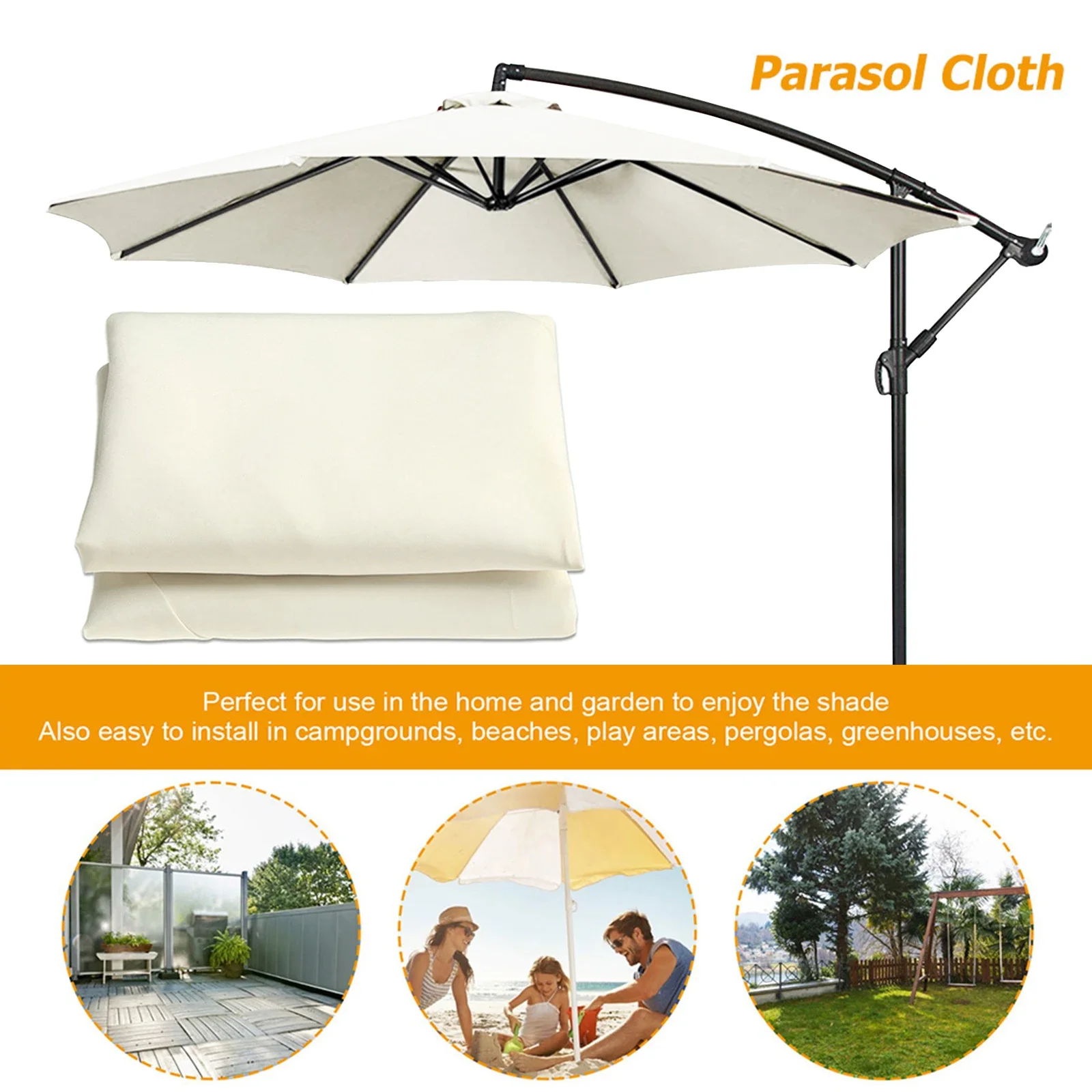 Parasol 6/8 Bones Parasol Cover Poliestrowy wymienny parasol Powierzchnia Wodoodporna ochrona przed słońcem Odpinane akcesoria do parasoli