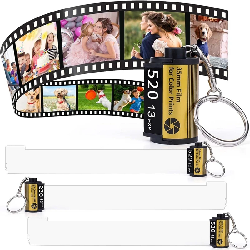 4PCS Sublimation Blanks Products Photo Sublimation Memory Camera Roll Keychain Jar Holds 20 Photos, Sublimation Accessories PET