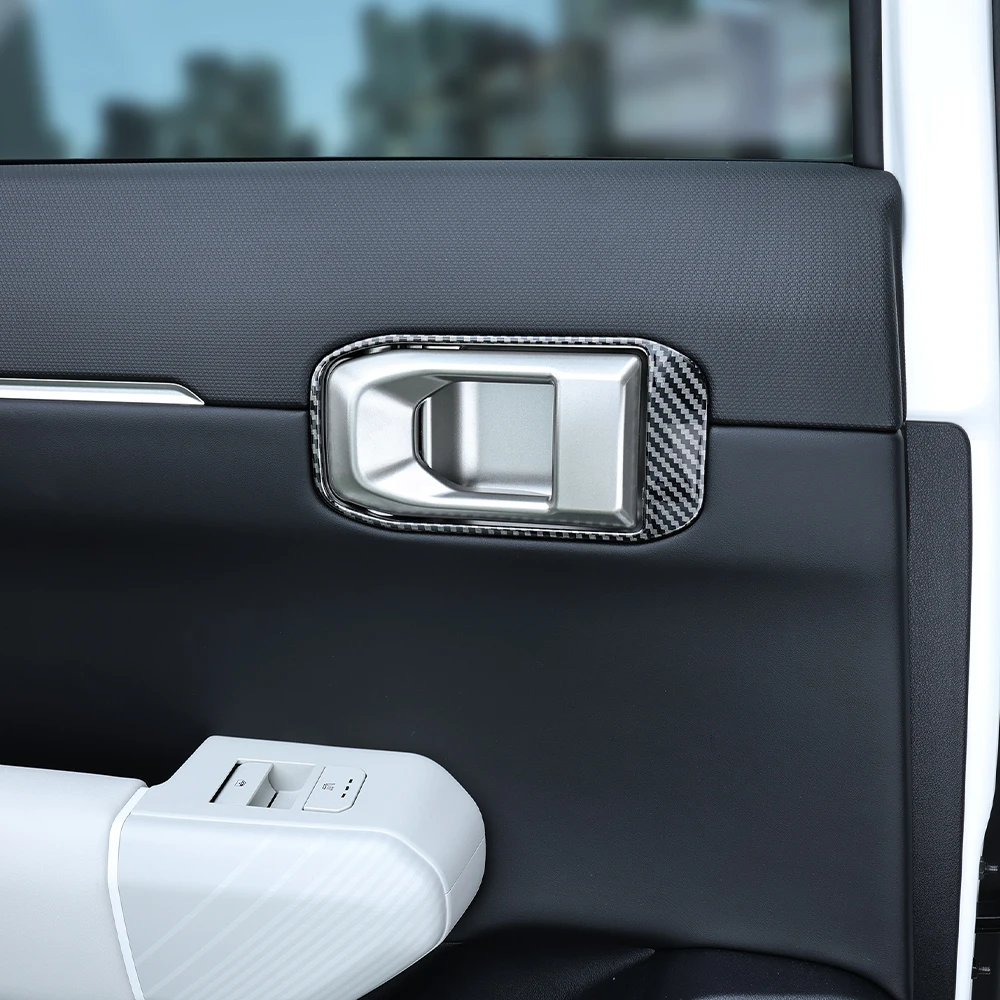 لكيا EV4 2025 2026 4 قطعة ABS الخشب الحبوب الأحمر سيارة مقبض الباب الداخلي الإطار إكسسوارات خارجية لأبواب السيارات الكسوة LHD #5