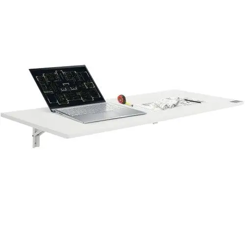 Table pliante murale compacte 43,31 x 18,11, bureau flottant à feuilles tombantes avec support en fer, peu encombrant pour le bureau à domicile et la cuisine