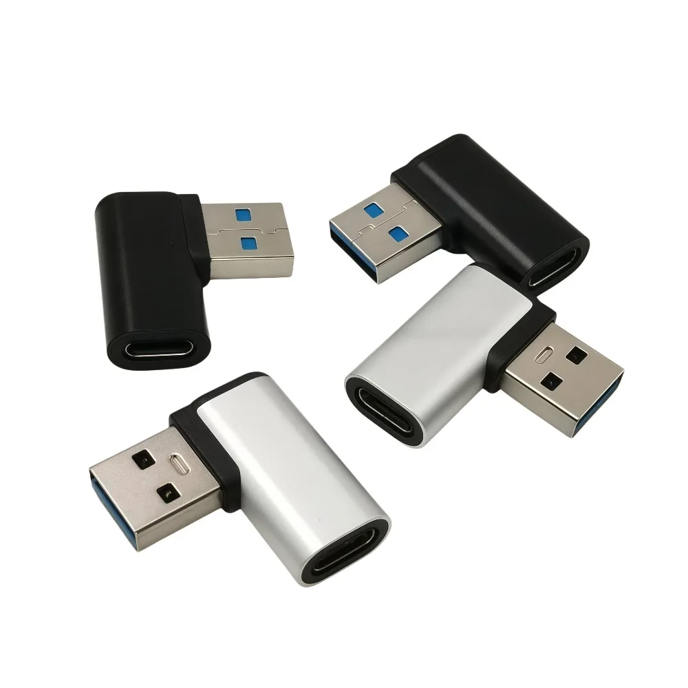 90 Degree Left Right Angled USB3.0 Male to Type C Female Extension Adapter for Laptop PC USB Chargers Extension Converter