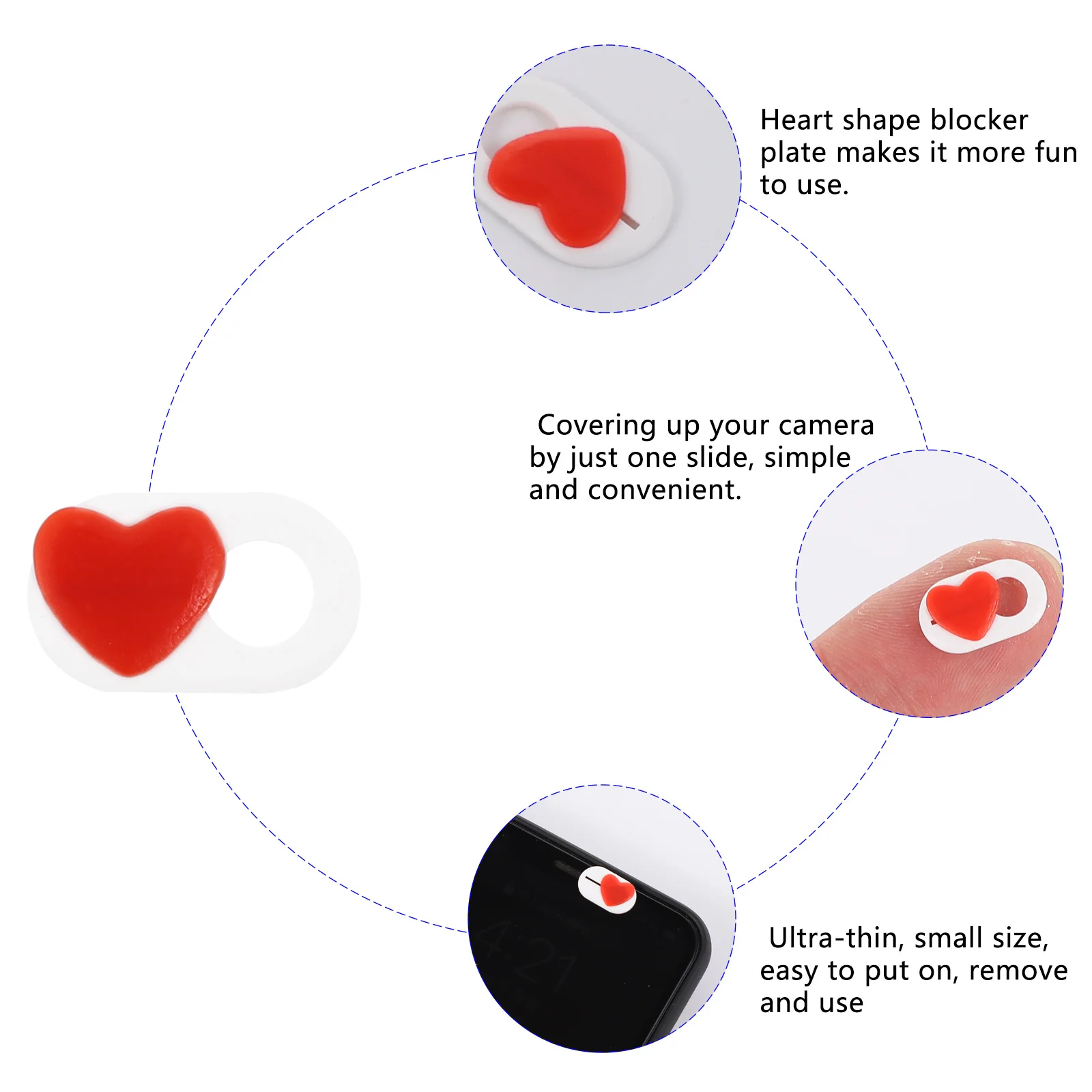 

2Pcs Webcam Cover Slide Ultra-Thin Privacy Protection Heart Shape for Laptop Desktop Tablet Computer Use