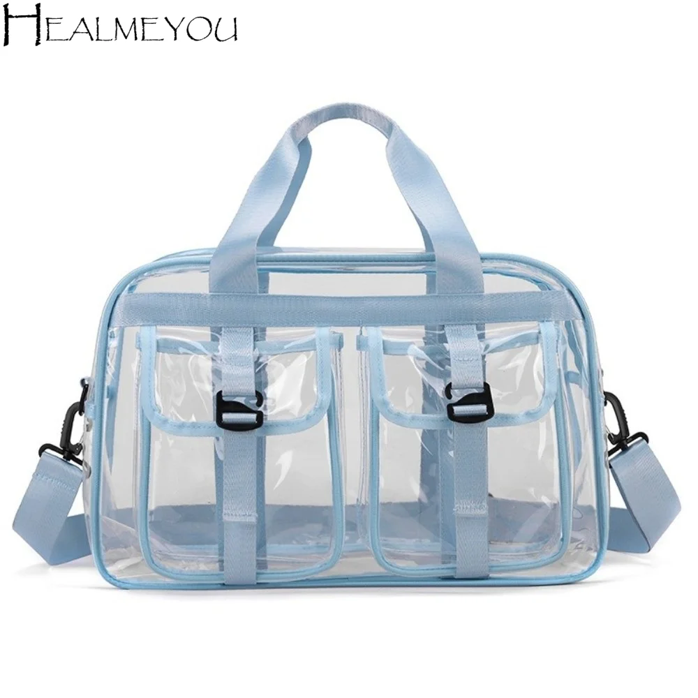 

Прозрачная сумка через плечо большой вместимости из ПВХ, водонепроницаемая, для хранения вещей, многофункциональная, легкая, для туалетных принадлежностей