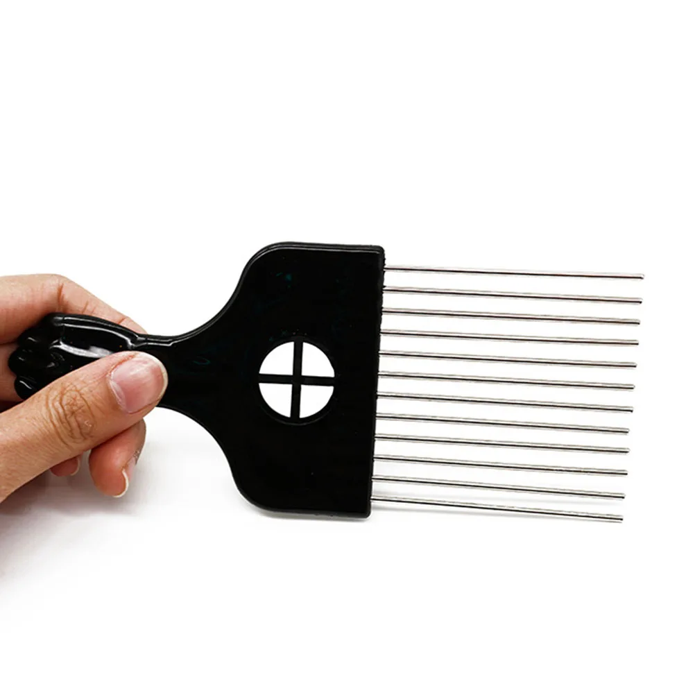 

3Pcs Metal Pick Comb Steel Needle Hard ABS Handle Curly Fragile Hair Styling Volume Detangling Hair Pick Long Tooth Comb