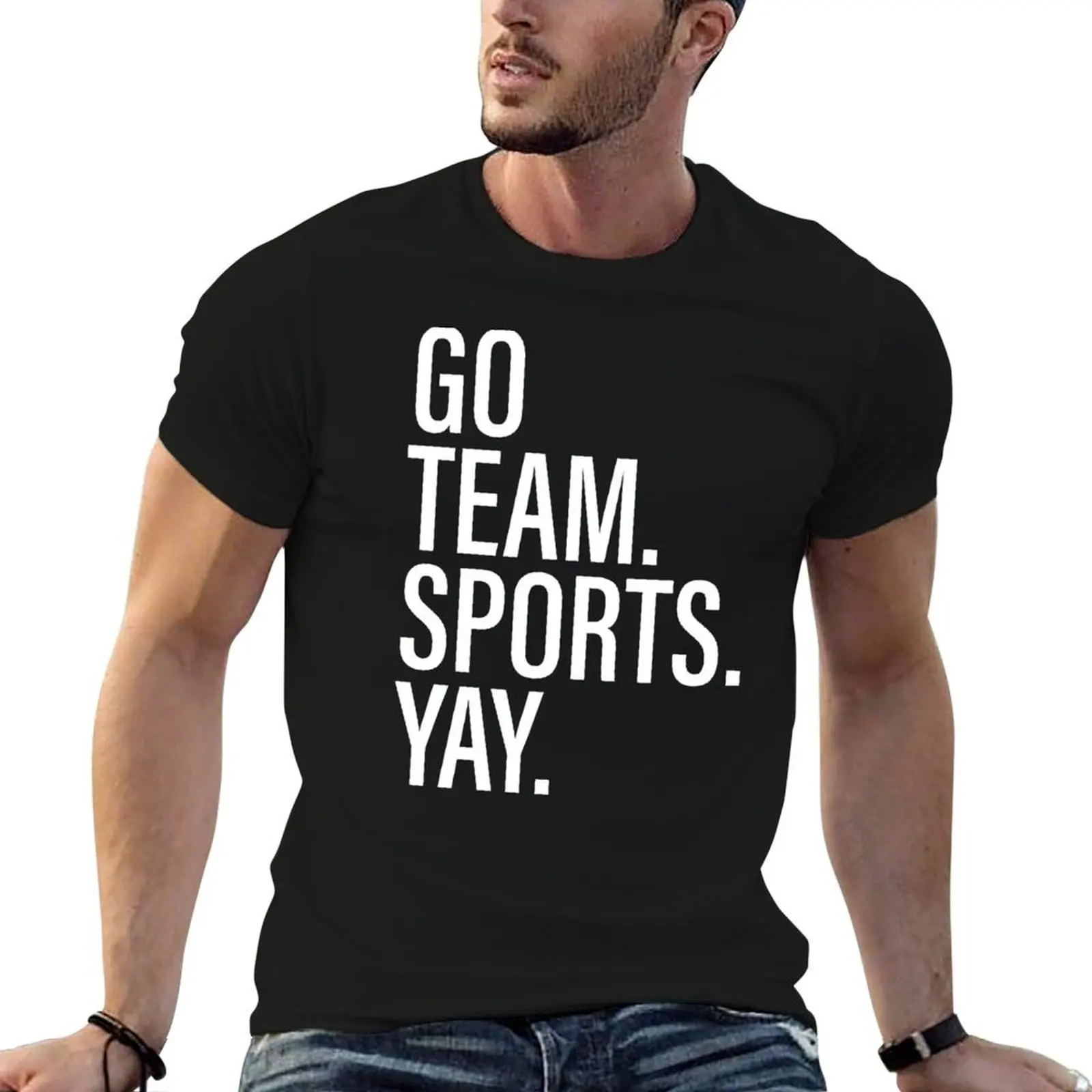 Go Team Sports Yay Black T-Shirt customs hippie clothes men clothes