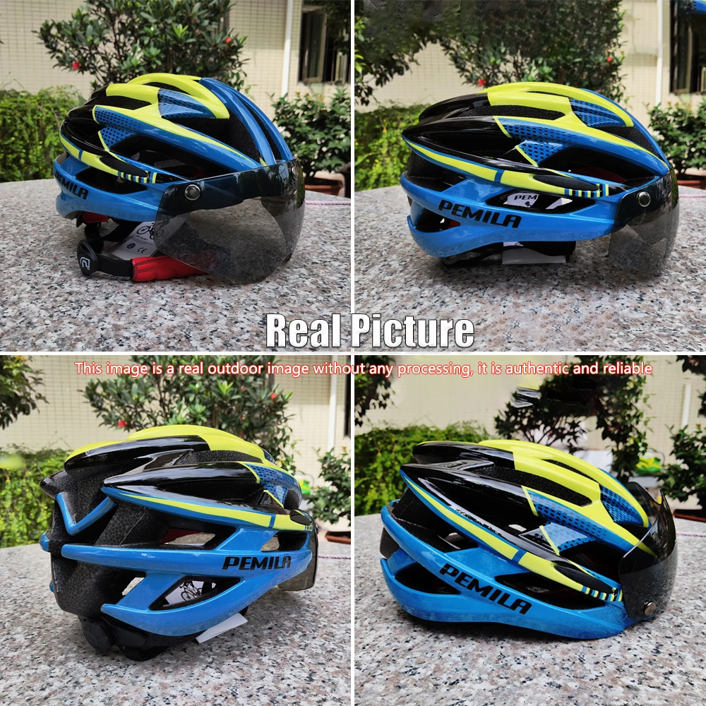 PEMILA Cycling Helmet Man Women Goggle E-bike Helmet Road Mountain Bike Helmet Lens For Riding Bicycle Sports Skateboard Scooter