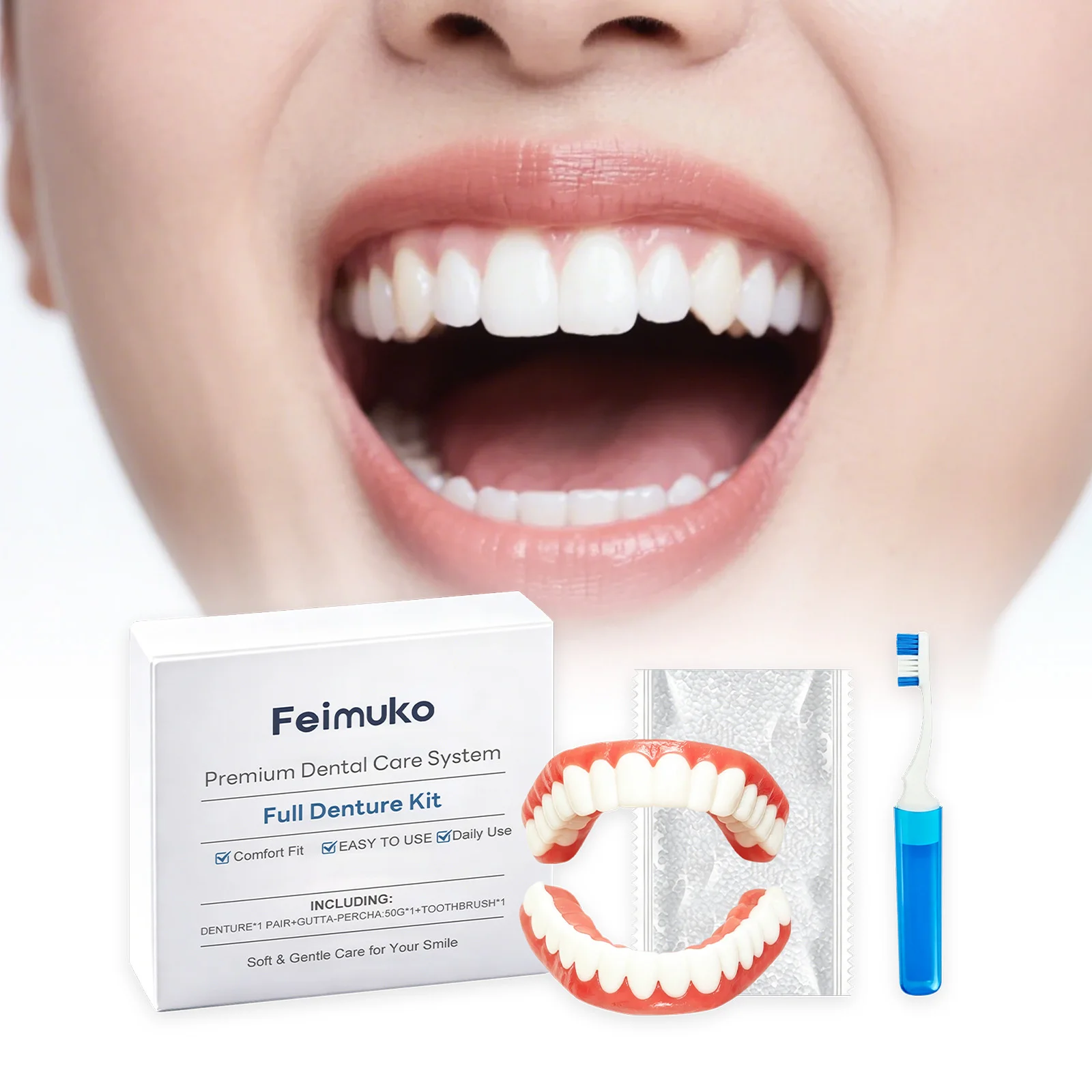 Denture Refinement Kit - Comfortable, Aesthetic, Natural Fit, Daily Convenience and Easy-to-Wear Tooth Enhancement