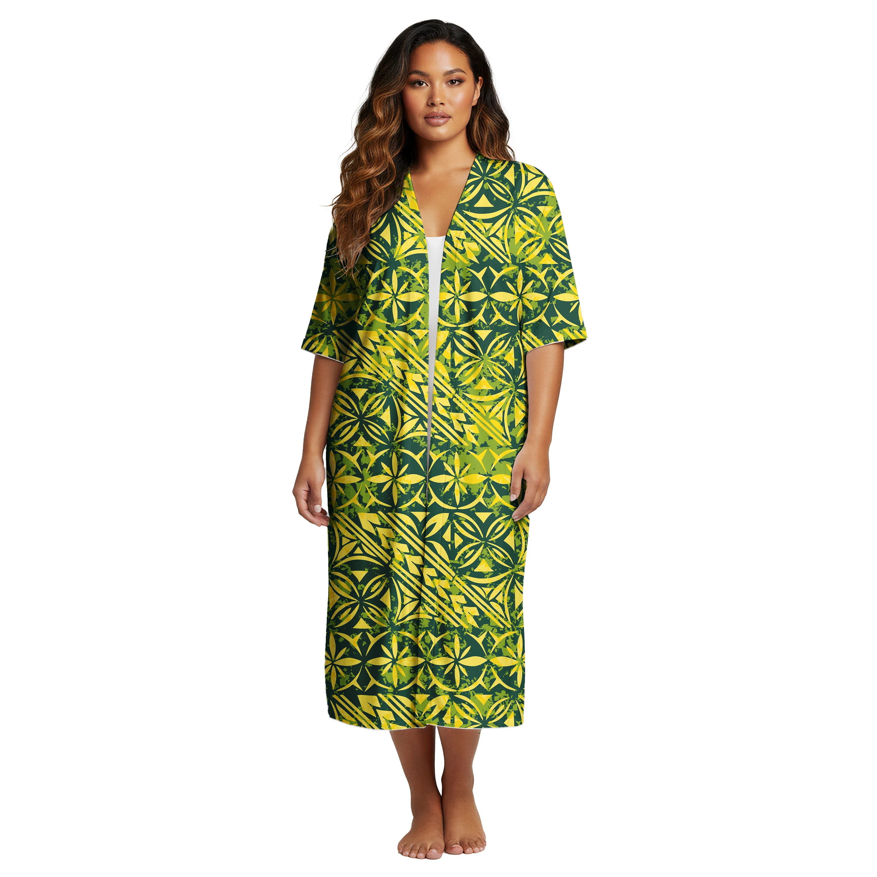 Fabryczna Cena Damska Odzież na Zamówienie Hawajski Swobodny Kardigan Peleryna Samoński Styl Etniczny Polinezyjski Damski Oversize Kimono Kardigan